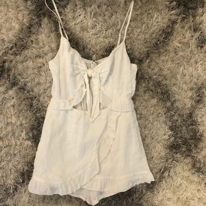 LF- white front tie romper